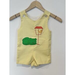 Vintage Toddler Romper 24 Months Yellow Cat & Bird Appliqué‎ Snaps Back